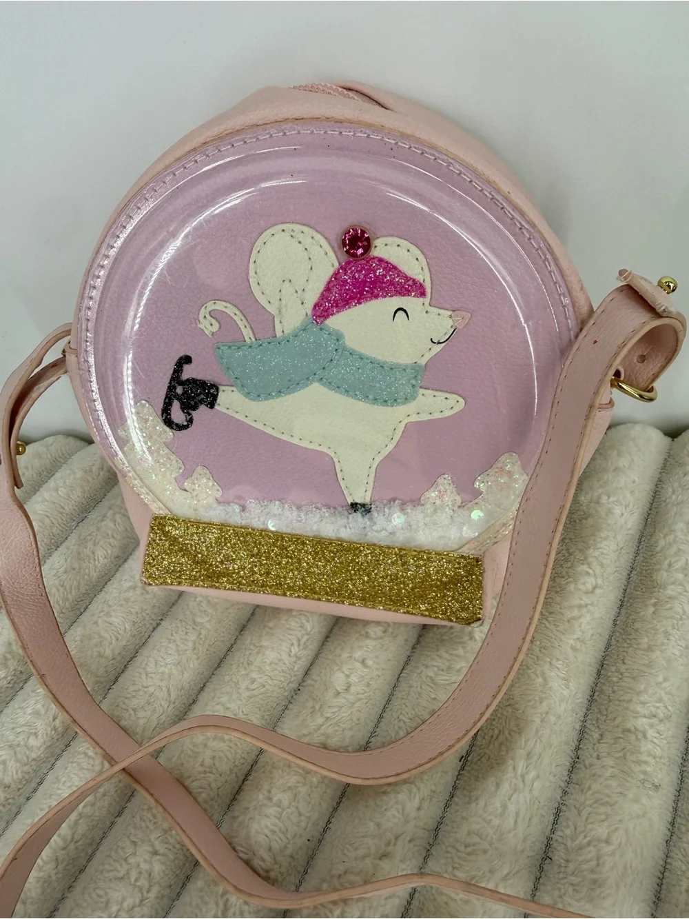 Bath & Body Works Kids Pink Ice Skating Mouse Crossbody Bag
